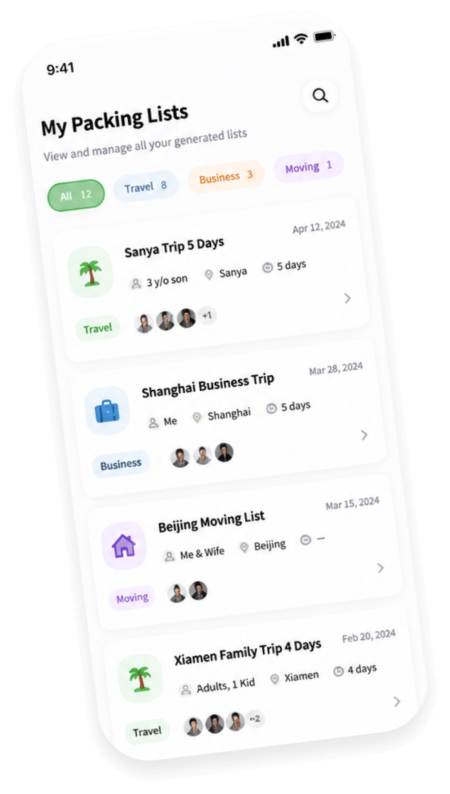 Travel Checklist Organizer